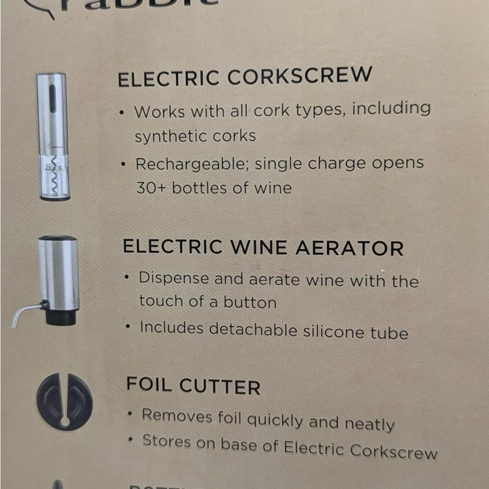 5pc Rabbit Electric Wine Tool Set - Picture 3 of 3